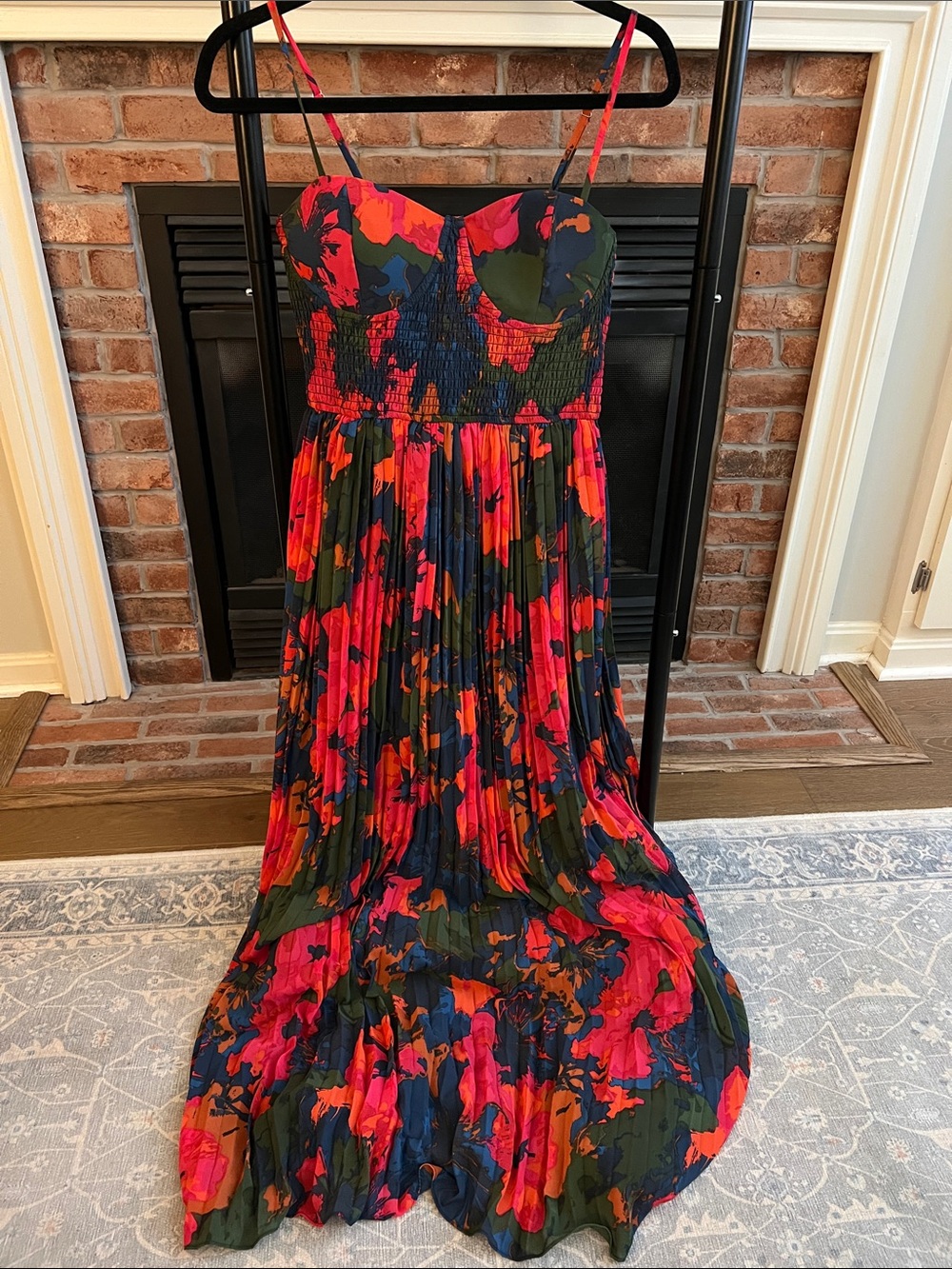 Lulu's Vibrant Floral Maxi Dress in Pink, Green, Navy